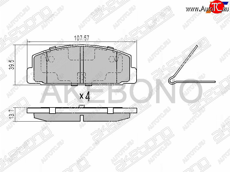 1 959 р. Задние тормозные колодки AKEBONO Mazda 323/Familia седан BJ дорестайлинг (1998-2000)  с доставкой в г. Москва