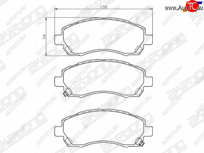 2 359 р. Колодки тормозные AKEBONO (передние)  Subaru Impreza  GF - Legacy ( BD/B11,  BH/BE12)  с доставкой в г. Москва