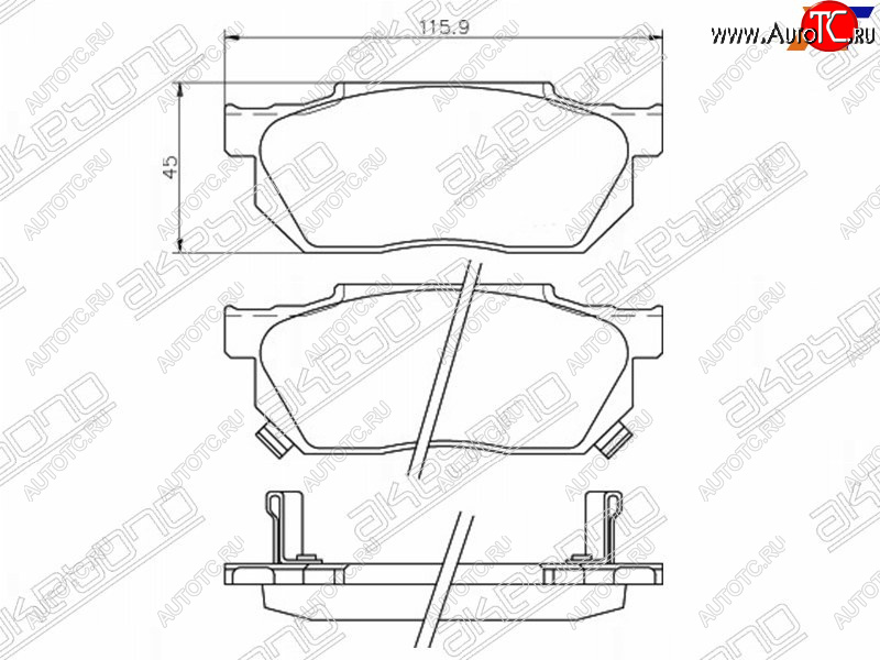 2 559 р. Колодки тормозные AKEBONO (передние)  Honda Fit  1 (2001-2004) GD дорестайлинг  с доставкой в г. Москва