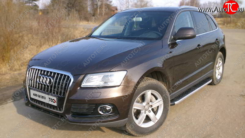 19 999 р. Алюминиевые порожки для ног с пластиковой накладкой TCC Tюнинг  Audi Q5  8R (2008-2017) дорестайлинг, рестайлинг (серый)  с доставкой в г. Москва