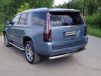 22 599 р. Защита задняя (нержавейка 76,1 мм) ТСС Тюнинг  Cadillac Escalade  GMTK2 джип 5 дв. (2015-2020) короткая база  с доставкой в г. Москва. Увеличить фотографию 1