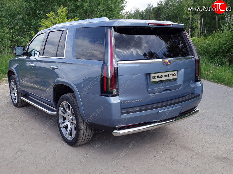 22 599 р. Защита задняя (нержавейка 76,1 мм) ТСС Тюнинг  Cadillac Escalade  GMTK2 джип 5 дв. (2015-2020) короткая база  с доставкой в г. Москва