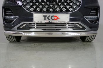 39 999 р. Защита переднего бампера овальная с ДХО 75х42 мм ТСС Тюнинг Chery Tiggo 8 PRO (2021-2025) (нержавейка)  с доставкой в г. Москва. Увеличить фотографию 1