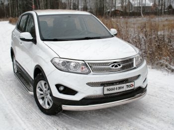 Защита переднего бампера нижняя овальная 75х42 мм ТСС Тюнинг Chery Tiggo 5 (T21) дорестайлинг (2014-2017) ()