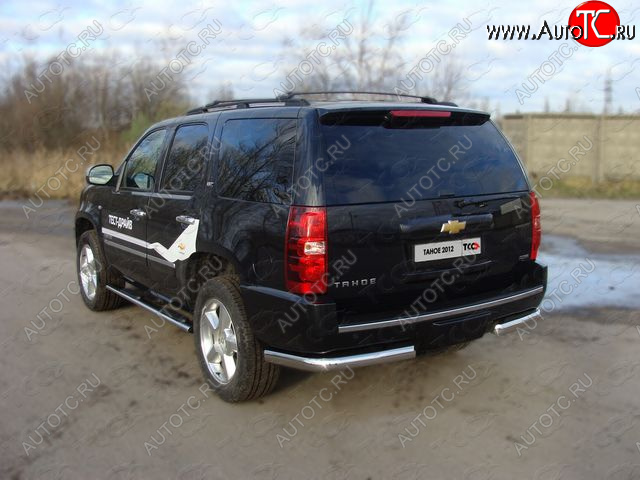 24 999 р. Защита задняя (уголки, нержавейка 75*42 мм) ТСС Тюнинг Chevrolet Tahoe GMT900 5 дв. (2006-2013)  с доставкой в г. Москва