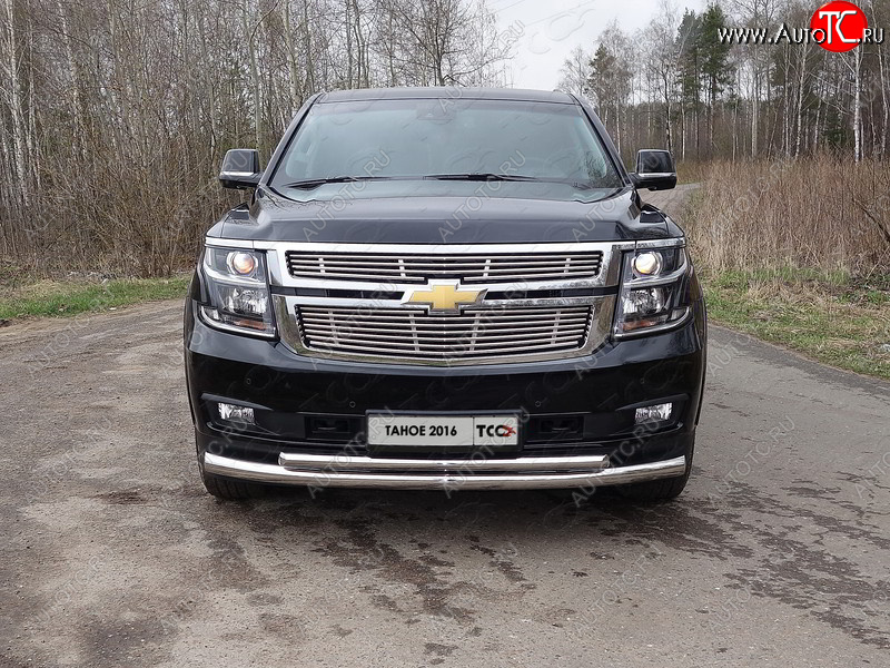 35 999 р. Защита передняя нижняя двойная 76,1*50,8 мм Тюнинг  Chevrolet Tahoe ( GMT900,  K2UC) (2006-2021) 5 дв. (нержавейка)  с доставкой в г. Москва