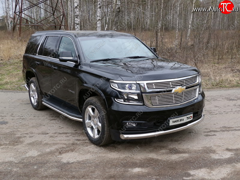 24 949 р. Защита переднего бампера нижняя d76,1 мм ТСС Тюнинг  Chevrolet Tahoe  K2UC (2014-2021) (нержавейка)  с доставкой в г. Москва