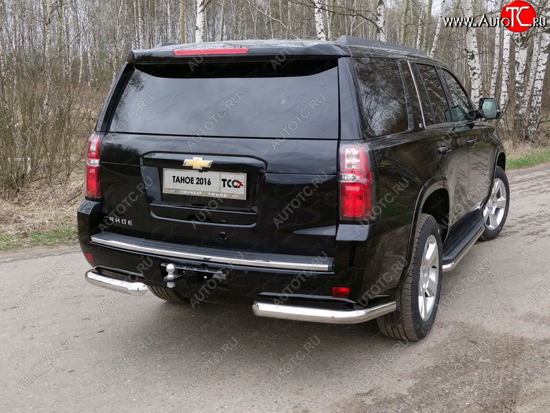 21 799 р. Защита задняя (уголки, нержавейка 76,1 мм) ТСС Тюнинг Chevrolet Tahoe K2UC (2014-2021)  с доставкой в г. Москва