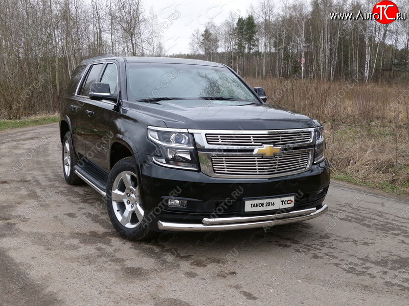 35 999 р. Защита передняя нижняя двойная 76,1*50,8 мм Тюнинг  Chevrolet Tahoe  K2UC (2014-2021) (нержавейка)  с доставкой в г. Москва