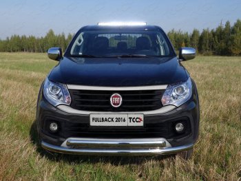 27 699 р. Защита передняя нижняя двойная 76,1*75 мм ТСС Тюнинг Fiat Fullback (2016-2018) (нержавейка)  с доставкой в г. Москва. Увеличить фотографию 1