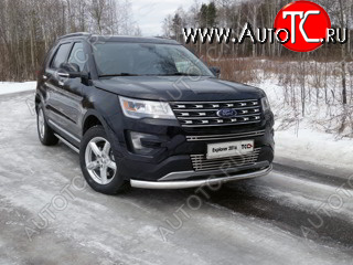 21 799 р. Защита переднего бампера нижняя 76,1 мм ТСС Тюнинг Ford Explorer U502 1-ый рестайлинг, 5 дв. (2015-2018) (нержавейка)  с доставкой в г. Москва