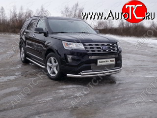 27 999 р. Защита передняя нижняя двойная 76,1*50,8 мм Тюнинг  Ford Explorer  U502 (2015-2018) 1-ый рестайлинг, 5 дв. (нержавейка)  с доставкой в г. Москва