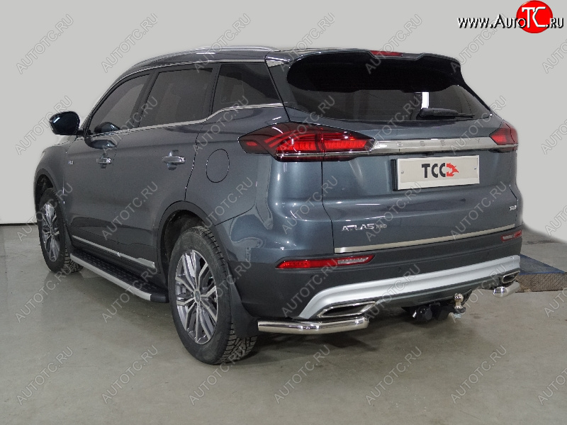 21 599 р. Защита задняя (уголки 60,3 мм) ТСС Тюнинг  Geely Atlas Pro  NL3 (2019-2025) (уголки)  с доставкой в г. Москва