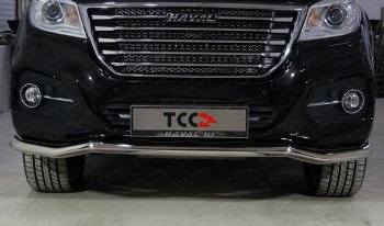 Защита переднего бампера волна d60,3 мм ТСС Тюнинг Haval (Хавал) H9 (Н9) (2017-2019) 1-ый рестайлинг  (нержавейка)