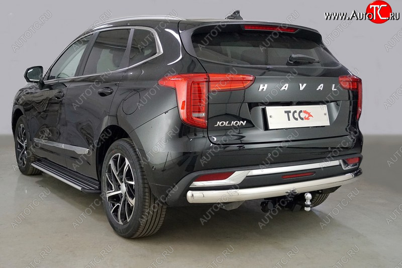 21 499 р. Защита заднего бампера (1.5 2WD, овальная, d75х42 мм) TCC Haval Jolion дорестайлинг (2020-2024)  с доставкой в г. Москва