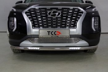 Защита переднего бампера нижняя с ДХО 60,3 мм ТСС Тюнинг Hyundai Palisade LX2 (2018-2022)  (нержавейка)