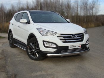 Защита переднего бампера овальная длинная 75х42 мм ТСС тюнинг Hyundai Santa Fe DM дорестайлинг (2012-2016) ()