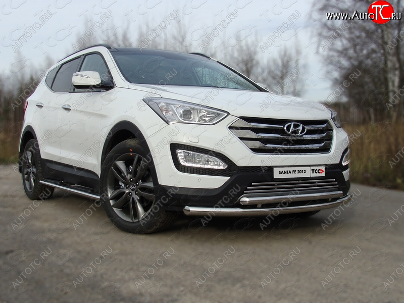 22 999 р. Защита переднего бампера нижняя d60,3*50,8 мм ТСС Тюнинг  Hyundai Santa Fe  DM (2012-2019) дорестайлинг, рестайлинг (нержавейка)  с доставкой в г. Москва