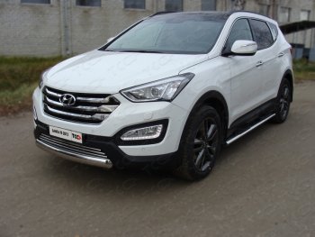 Защита переднего бампера овальная короткая 75х42 мм ТСС тюнинг Hyundai Santa Fe DM дорестайлинг (2012-2016) ()