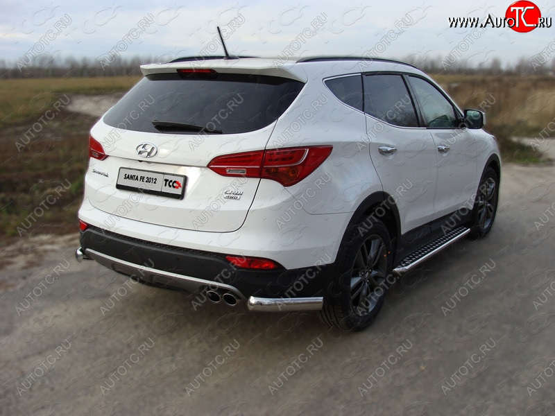 13 499 р. Защита заднего бампера (уголки, d75х42 мм) TCC  Hyundai Santa Fe  DM (2012-2019) дорестайлинг, рестайлинг  с доставкой в г. Москва