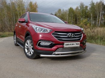 Защита переднего бампера нижняя двойная 60,3*50,8 мм Premium ТСС Тюнинг Hyundai (Хюндаи) Santa Fe (Санта)  DM (2015-2019) DM рестайлинг ()