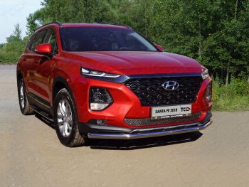 17 649 р. Защита переднего бампера нижняя d60,3 мм ТСС Тюнинг Hyundai Santa Fe TM дорестайлинг (2018-2021) (нержавейка)  с доставкой в г. Москва. Увеличить фотографию 1