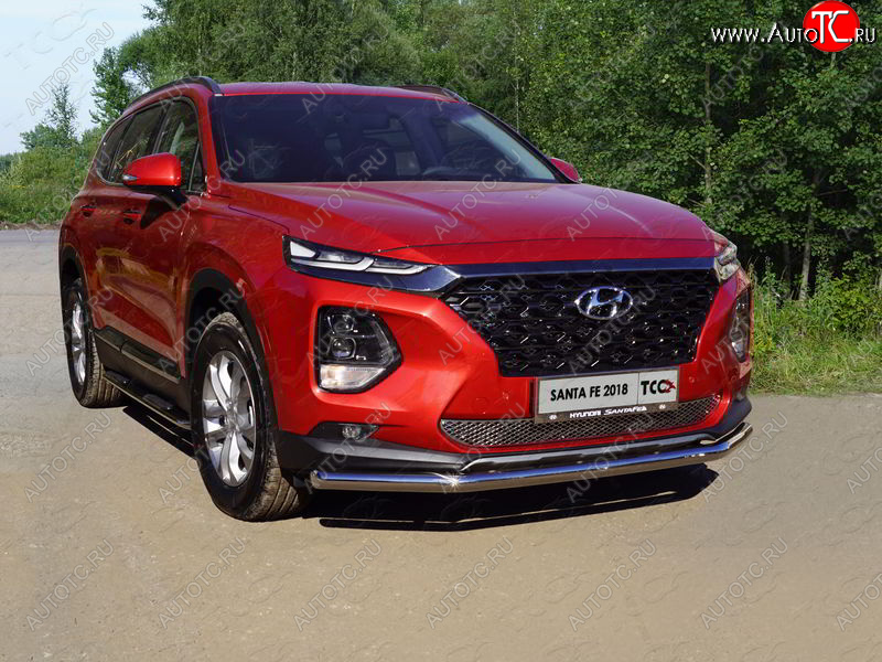 17 649 р. Защита переднего бампера нижняя d60,3 мм ТСС Тюнинг  Hyundai Santa Fe  TM (2018-2021) дорестайлинг (нержавейка)  с доставкой в г. Москва