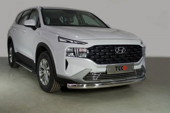 Защита переднего бампера нижняя овальная 75х42 мм ТСС Тюнинг Hyundai Santa Fe TM рестайлинг (2020-2022)  (нержавейка)