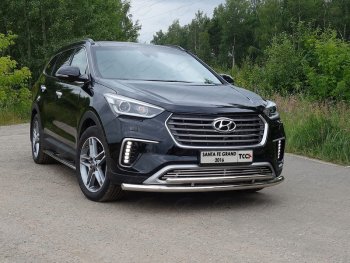 Защита переднего бампера нижняя двойная 60,3*42,4 мм ТСС Тюнинг Hyundai (Хюндаи) Grand Santa Fe (гранд)  1 DM (2016-2018) 1 DM рестайлинг ()