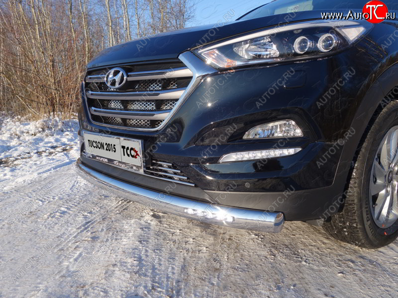 43 849 р. Защита передняя нижняя овальная с ДХО 75х42 мм ТСС Тюнинг  Hyundai Tucson  TL (2015-2018) дорестайлинг (нержавейка)  с доставкой в г. Москва