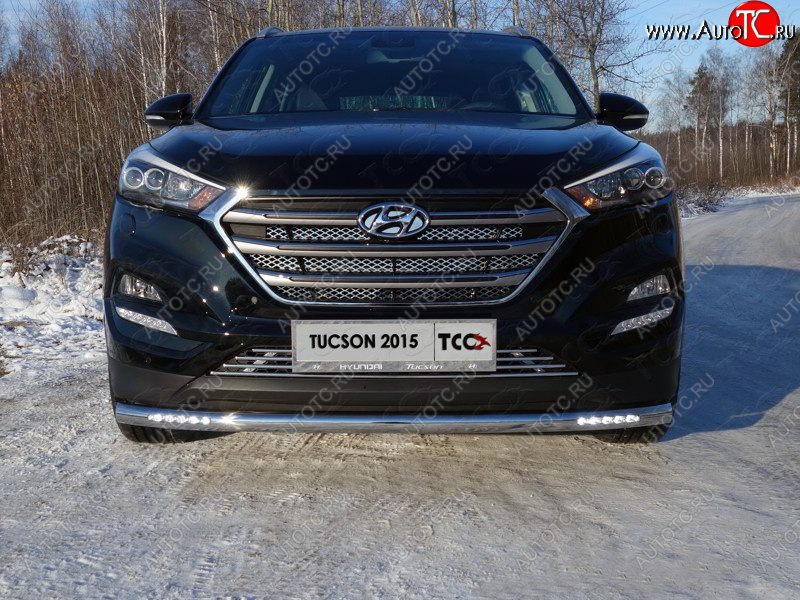 37 649 р. Защита переднего бампера нижняя с ДХО 60,3 мм ТСС Тюнинг Hyundai Tucson TL дорестайлинг (2015-2018) (нержавейка)  с доставкой в г. Москва