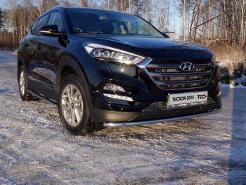 Защита переднего бампера нижняя d42,4 мм ТСС Тюнинг Hyundai Tucson TL дорестайлинг (2015-2018)  (нержавейка)