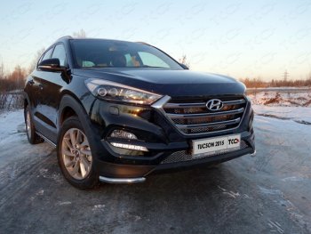 Защита переднего бампера уголки 42,4 мм ТСС тюнинг Hyundai (Хюндаи) Tucson (Туссон)  TL (2015-2018) TL дорестайлинг  (нержавейка)