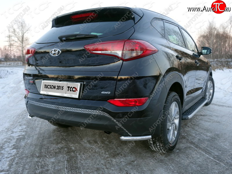 12 299 р. Защита заднего бампера (уголки, d42,4 мм) TCC Hyundai Tucson TL дорестайлинг (2015-2018)  с доставкой в г. Москва