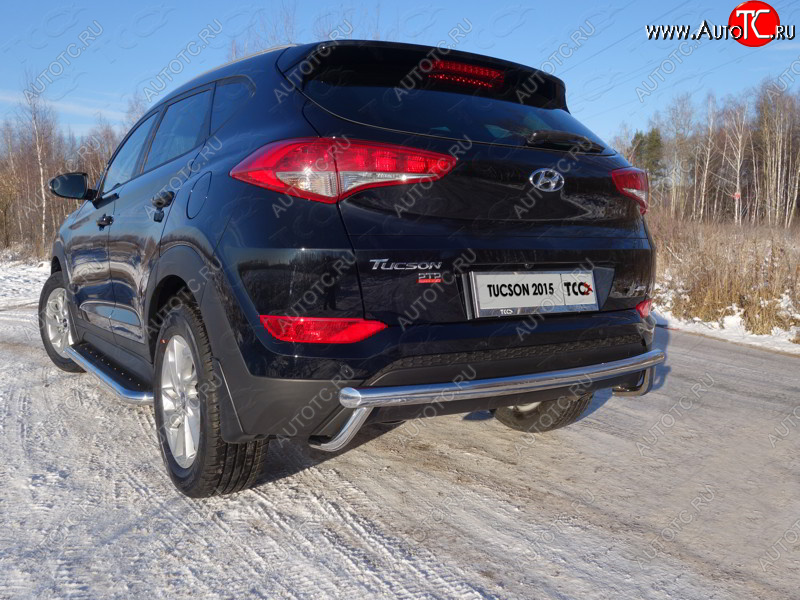 24 949 р. Защита задняя (нержавейка 60,3*42,4 мм) ТСС Тюнинг Hyundai Tucson TL дорестайлинг (2015-2018)  с доставкой в г. Москва