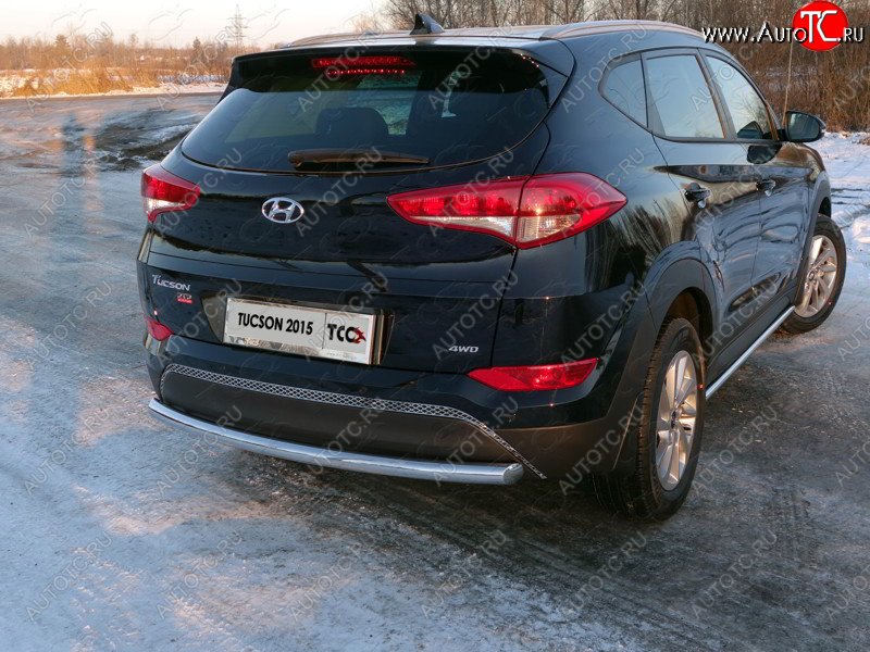 16 899 р. Защита задняя (нержавейка 60,3 мм) ТСС Тюнинг Hyundai Tucson TL дорестайлинг (2015-2018)  с доставкой в г. Москва