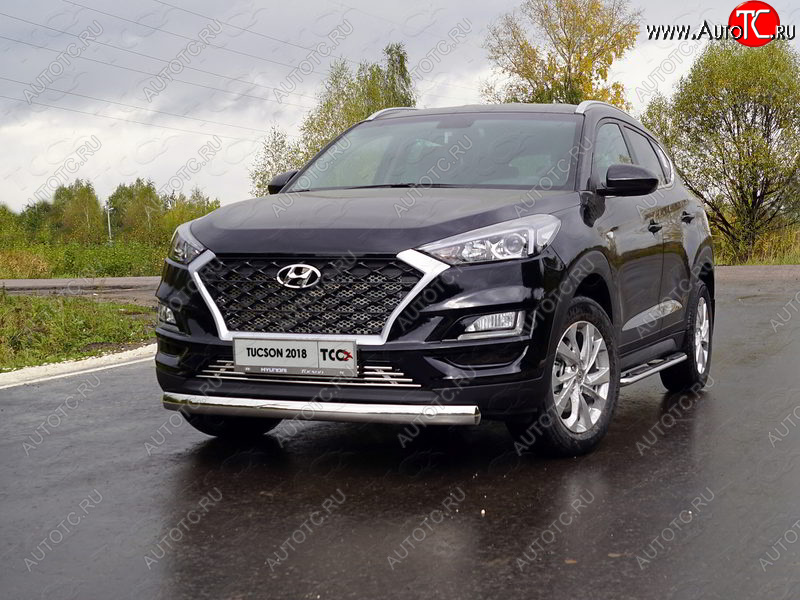 21 899 р. Защита переднего бампера овальная 75х42 мм ТСС Тюнинг Hyundai Tucson TL рестайлинг (2018-2021) (нержавейка)  с доставкой в г. Москва