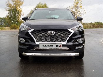 Защита передняя нижняя овальная с ДХО 75х42 мм ТСС Тюнинг Hyundai (Хюндаи) Tucson (Туссон)  TL (2018-2021) TL рестайлинг  (нержавейка)