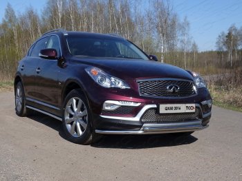 Защита переднего бампера нижняя двойная 42,4*42,4 мм ТСС Тюнинг INFINITI Qx50 J50 рестайлинг (2015-2018) ()