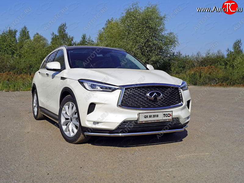 19 999 р. Защита переднего бампера нижняя d42,4 мм ТСС Тюнинг INFINITI Qx50 J55 (2017-2022) (нержавейка)  с доставкой в г. Москва