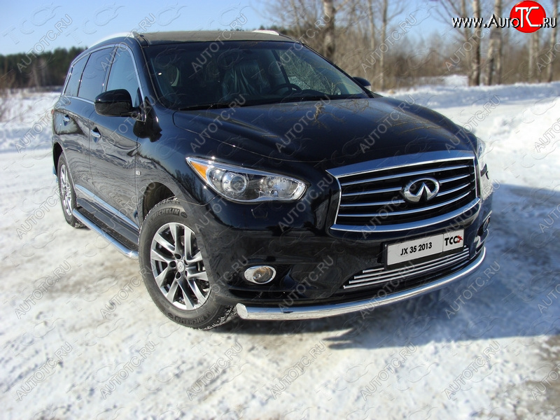 24 949 р. Защита переднего бампера нижняя 76,1 мм ТСС Тюнинг INFINITI QX60 L50 дорестайлинг (2013-2016) (нержавейка)  с доставкой в г. Москва