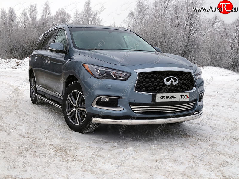 22 999 р. Защита переднего бампера нижняя d76,1 мм ТСС Тюнинг  INFINITI QX60  L50 (2016-2021) рестайлинг (нержавейка)  с доставкой в г. Москва