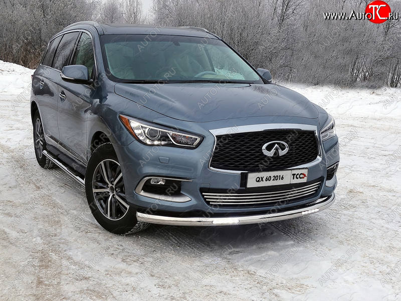 39 749 р. Защита переднего бампера нижняя с ДХО 76,1 мм ТСС Тюнинг INFINITI QX60 L50 рестайлинг (2016-2021) (нержавейка)  с доставкой в г. Москва