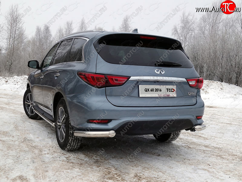 23 999 р. Защита задняя (уголки, нержавейка 76,1 мм) ТСС Тюнинг INFINITI QX60 L50 рестайлинг (2016-2021)  с доставкой в г. Москва