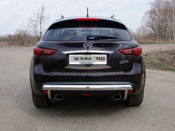 Защита задняя (центральная, нержавейка d75*42 мм) ТСС Тюнинг INFINITI QX70 S51 (2013-2020) ()