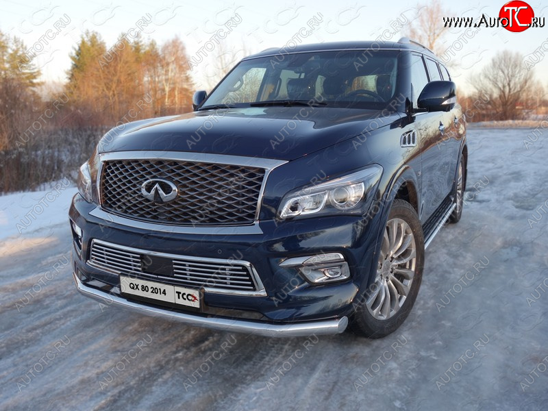 27 999 р. Защита переднего бампера нижняя d76,1 мм ТСС Тюнинг  INFINITI QX80  Z62 (2014-2018) 1-ый рестайлинг (нержавейка)  с доставкой в г. Москва