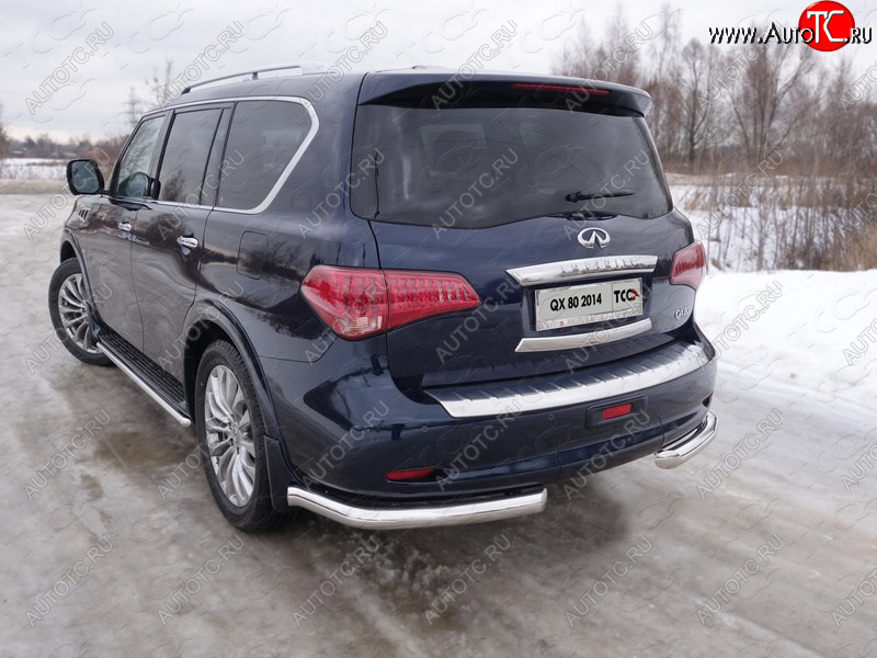 30 999 р. Защита задняя (уголки, нержавейка 76,1 мм) ТСС Тюнинг  INFINITI QX80  Z62 (2014-2018) 1-ый рестайлинг  с доставкой в г. Москва