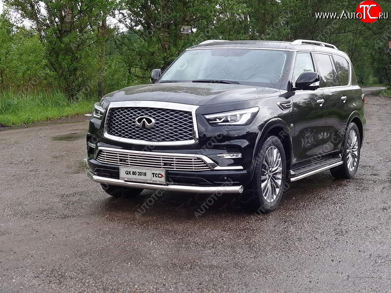 27 999 р. Защита переднего бампера нижняя d76,1 мм ТСС Тюнинг  INFINITI QX80  Z62 (2018-2024) 2-ой рестайлинг (нержавейка)  с доставкой в г. Москва