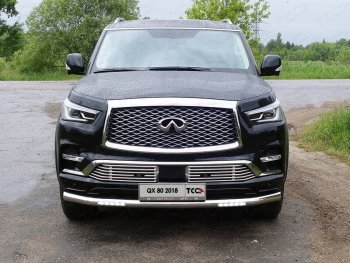 Защита переднего бампера нижняя с ДХО 76,1 мм ТСС Тюнинг INFINITI QX80 Z62 2-ой рестайлинг (2018-2024) ()