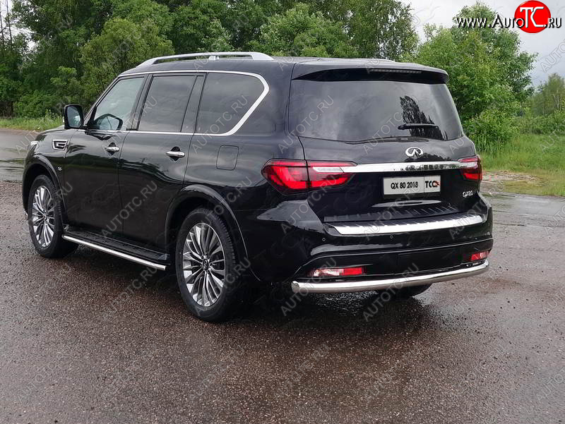 23 999 р. Защита задняя (нержавейка 76,1 мм) ТСС Тюнинг  INFINITI QX80  Z62 (2018-2024) 2-ой рестайлинг  с доставкой в г. Москва